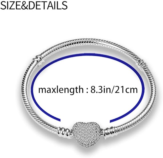 925 Silver Heart Charm Bracelet for Women, Compatible with All Jewelry Brands, Christmas Birthday Mother's Day Gift - Image 2
