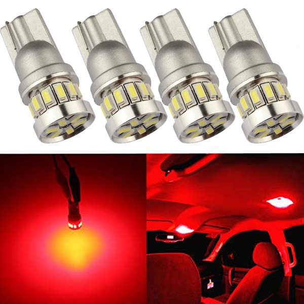 T10 w5w Canbus Red 4-pack LED bulbs 12v / 24v Red Red - Image 1
