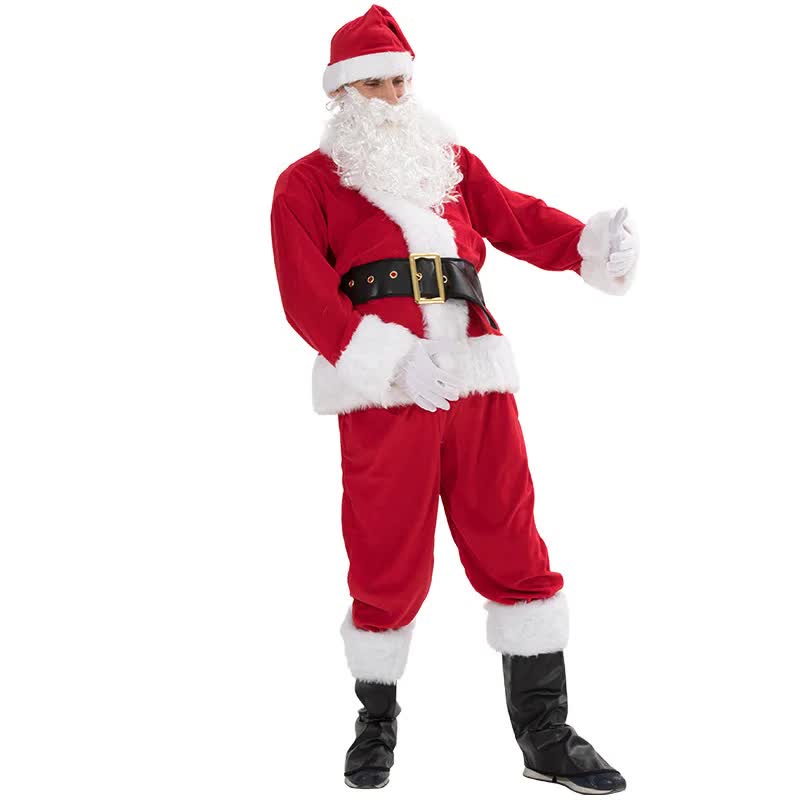 Santa Claus Costume 7 Parts Complete Set for Adults Cosplay with Elf XL 180-195cm - Image 5