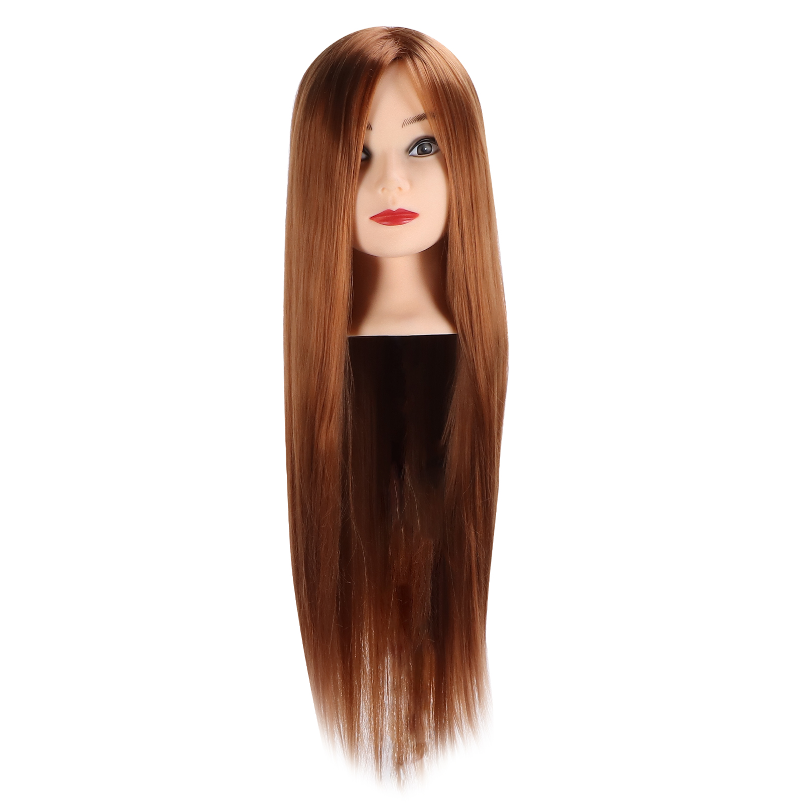Hairdressing Mannequin Head Light Brown Hair Braid Styling Training Doll Head (with Makeup) - Image 1