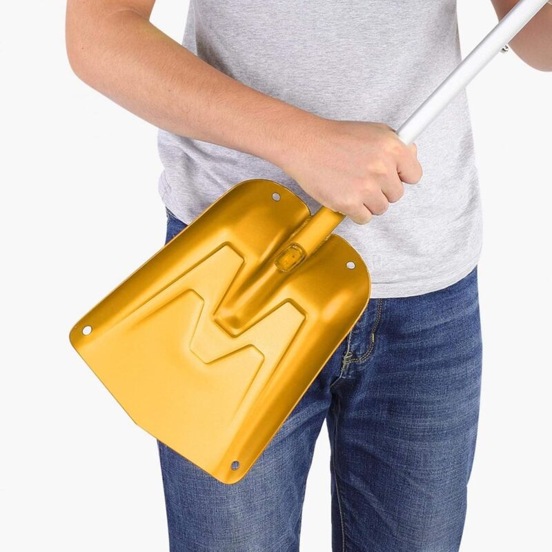 Snow Shovel with Comfortable Handle Telescopic Extension Fine Texture Outdoor Gold - Image 3