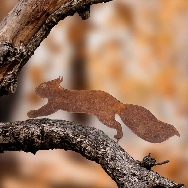 Tree Squirrel - Metal Garden Decoration - 30 cm - Natural Rust Patina - Image 2