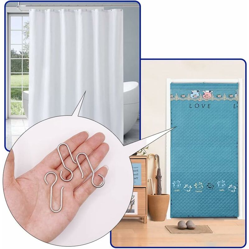 Heavy Duty Zinc Curtain Clips, 40 Pieces 50x2.5mm Curtain Rail Hooks for Door Curtains - Image 4