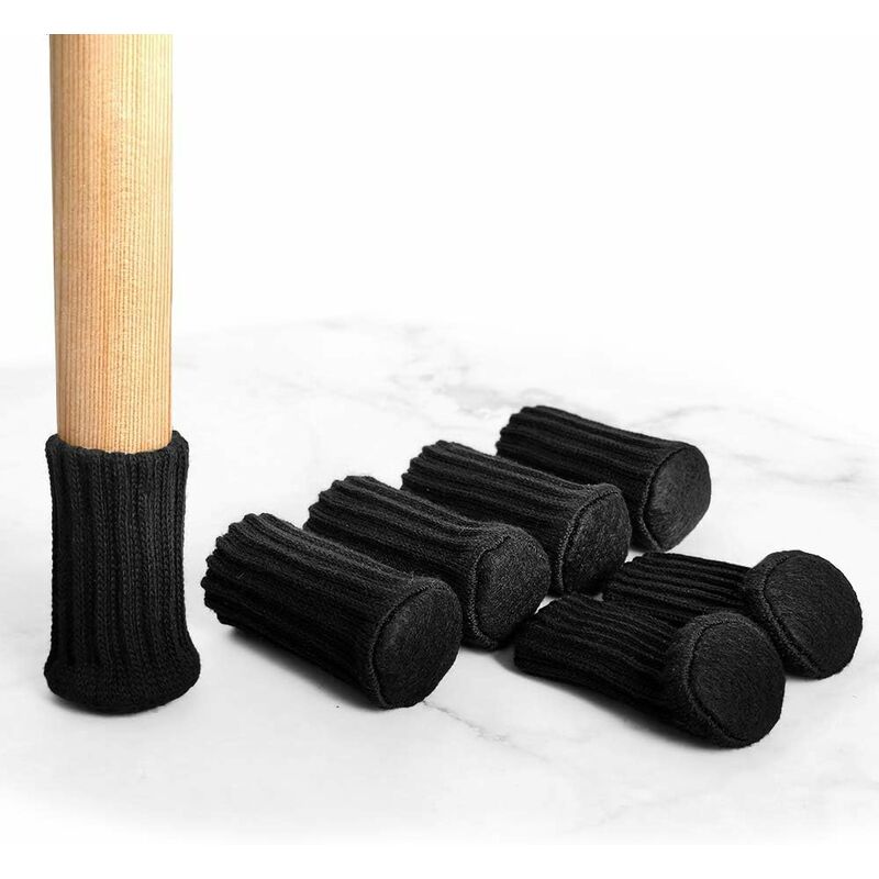 Black Felt Chair Socks Furniture Leg Protectors 24 pcs Prevents Scratches and Noise - Image 3
