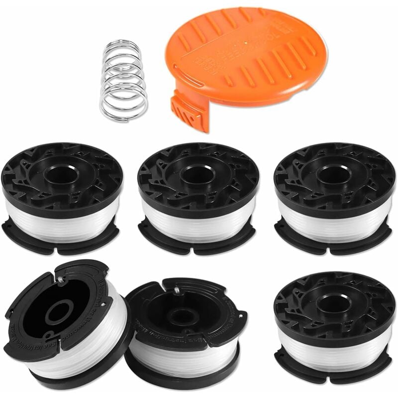 Trimmer Line Spool for Black and Decker Trimmers, 6-pack Trimmer Line Spools with 1 Spool Guard and 1 Spring - Image 1