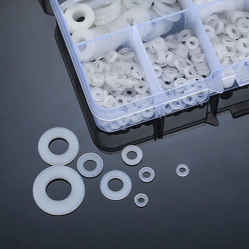 Nylon Flat Washers Assortment Kit, 500 Pieces, White, M2 M2.5 M3 M4 M5 M6 M8 M10 Insulation Round Spacers - Image 5