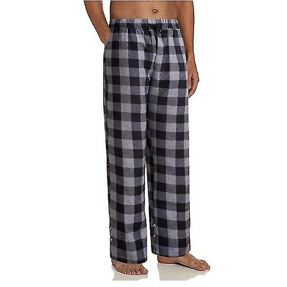 Men's Pajama Pants with Pockets, Soft Flannel Plaid Pajama Pants for Sleep M Gray - Image 1