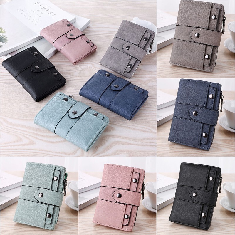 Trendy Foldable Leather Card Holder Wallet Light Green for Women - Image 2