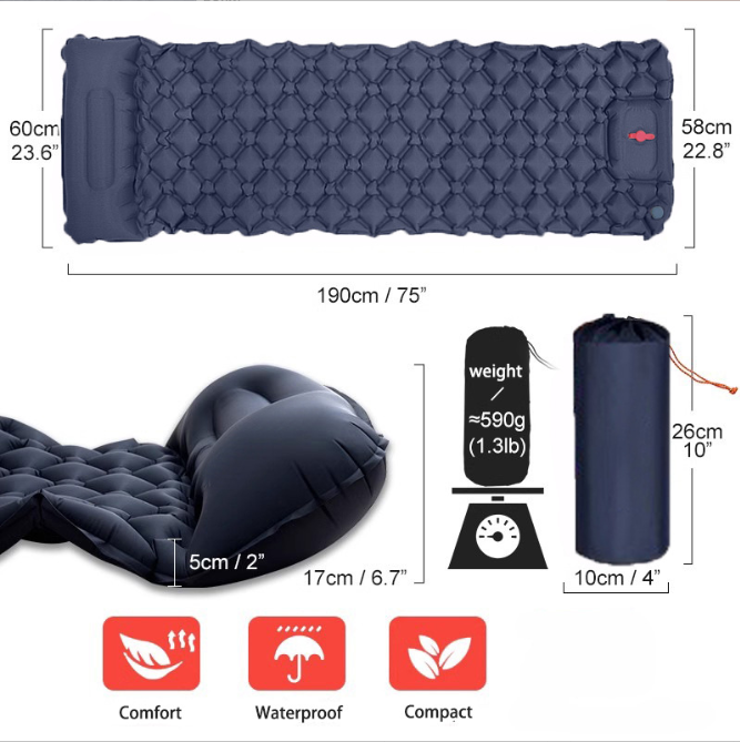 Self-Inflating Camping Mattress Compact Olive Green Lightweight Thick Inflatable Mat Compatible with Double Camping Single Mat Attachable - Image 4