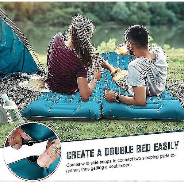 Camping Mattress Self-Inflating Lightweight Compact Single Double Attachable Inflatable Mat Navy - Image 4
