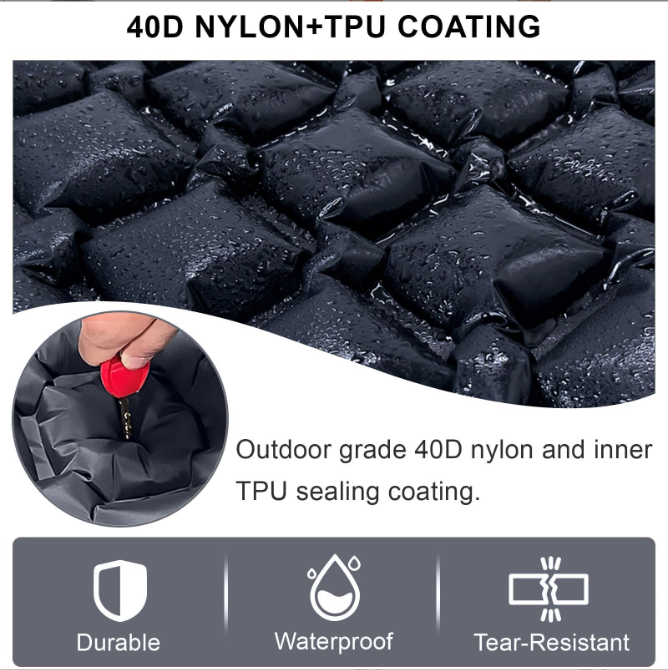 Camping Mattress Self-Inflating Lightweight Compact Single Double Attachable Inflatable Mat Navy - Image 5