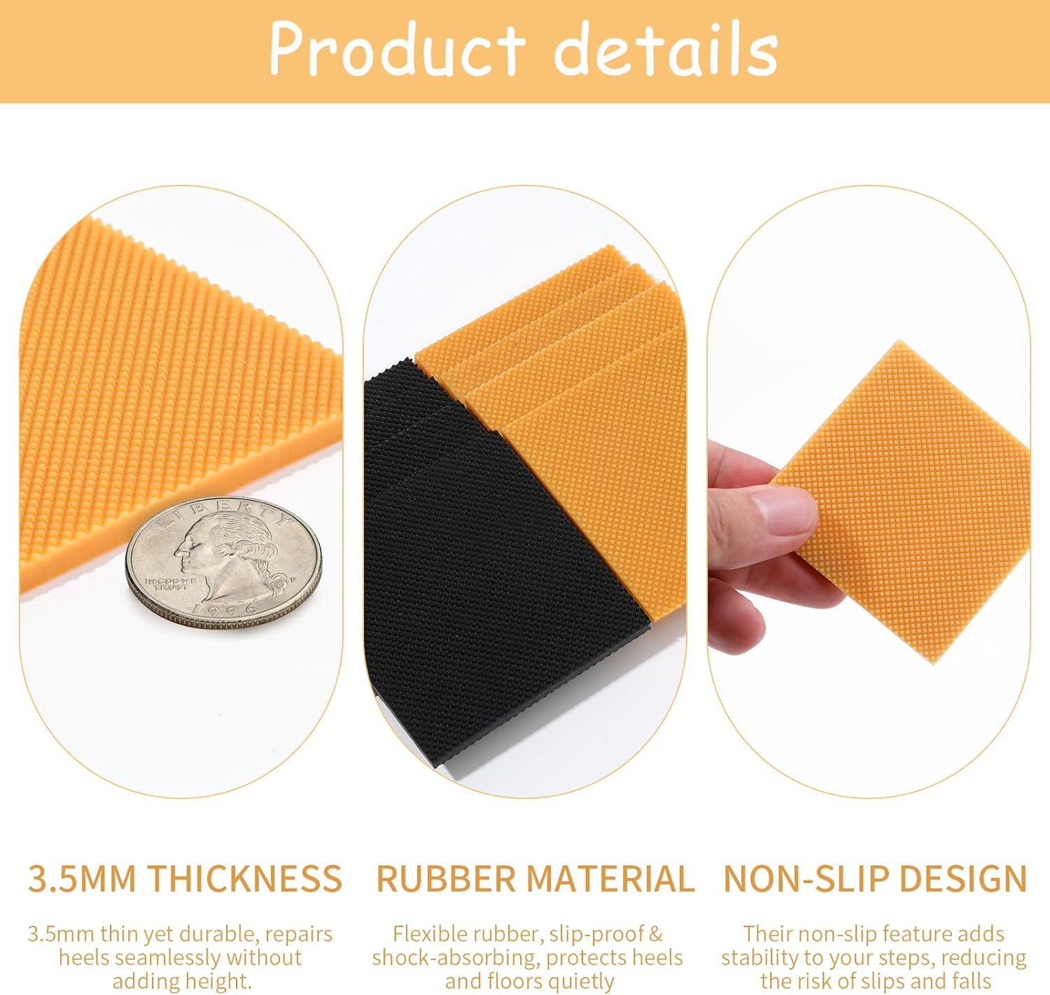 8pcs High Heels Patch Square Sole Repair Tips Rubber Boot Heel Replacement Sole Protectors Non-Slip Heel Replacements High Heel Tread Pad(2.44