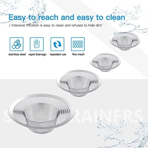 4PCS Heavy Duty Stainless Steel Sink Strainer,Sink Basket Set, Fits Most Kitchen Sinks 4.5'', Bathroom Sinks 2.75'',Shower Drains - Image 4