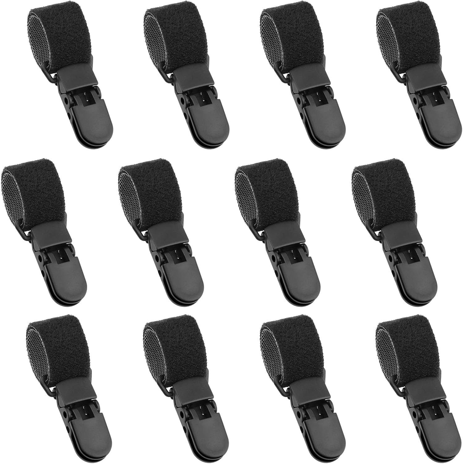 12 Pack Garden Flag Clips Anti Wind Garden Flag Stand Stoppers Flags Pole Clips to Hold Flags in Place, Support Rod Accessories (Black) - Image 1