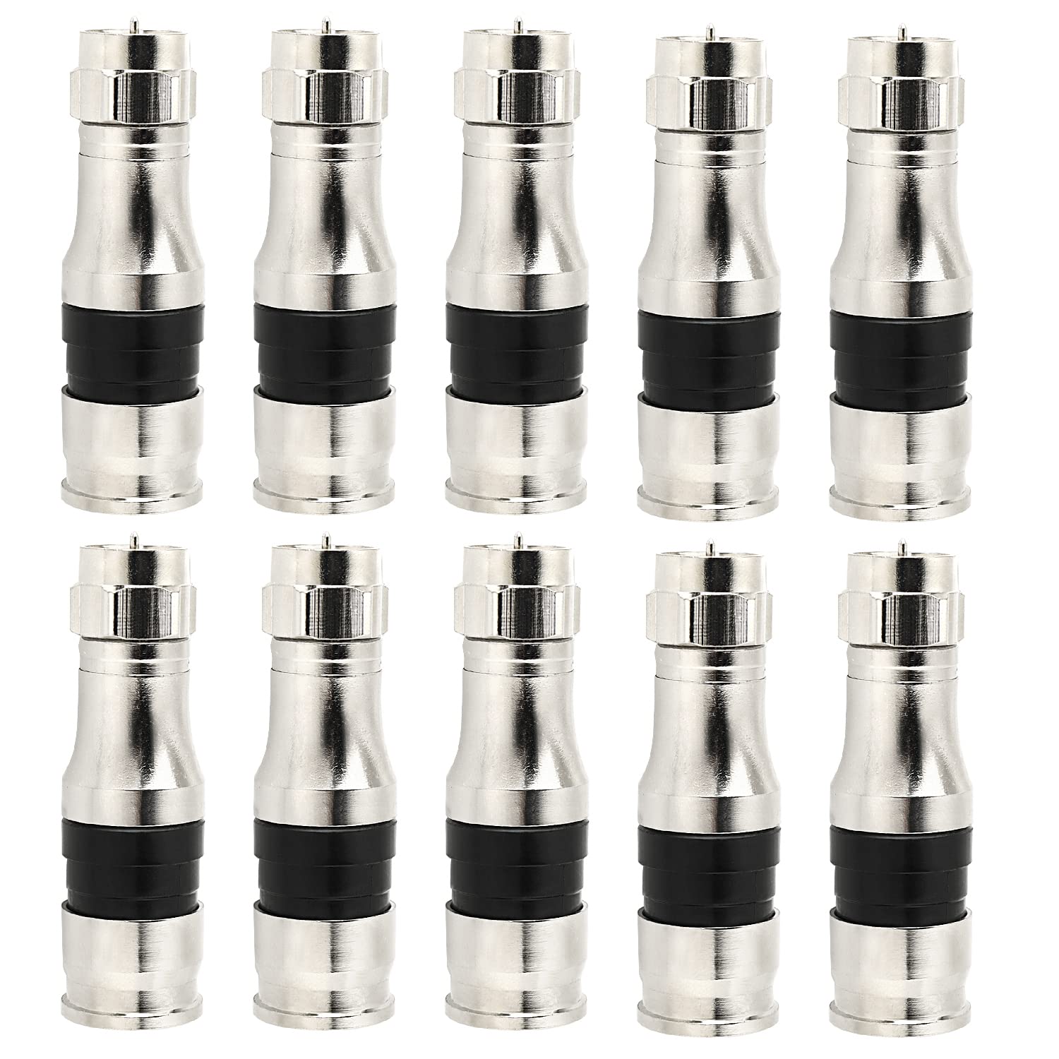 RG11 Connectors 10 Pack,F Type Connectors,RG11 Coax Cable Compression Fitting with Weather Seal O Ring - Image 1