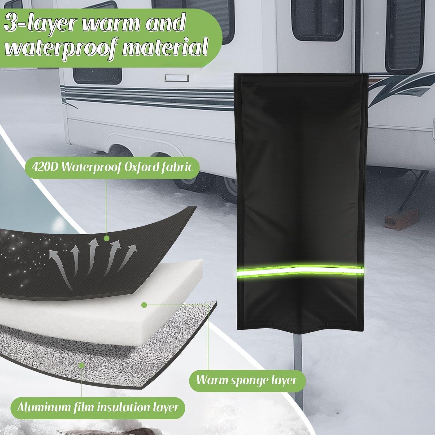 Insulated Outdoor Faucet Covers, 28”H x 15”W Reusable Easy On Cover Sock with Reflect Strip for Winter RV Park Yard Hydrant Freeze Protection Outside Water Spigot Sprinkler - Image 3
