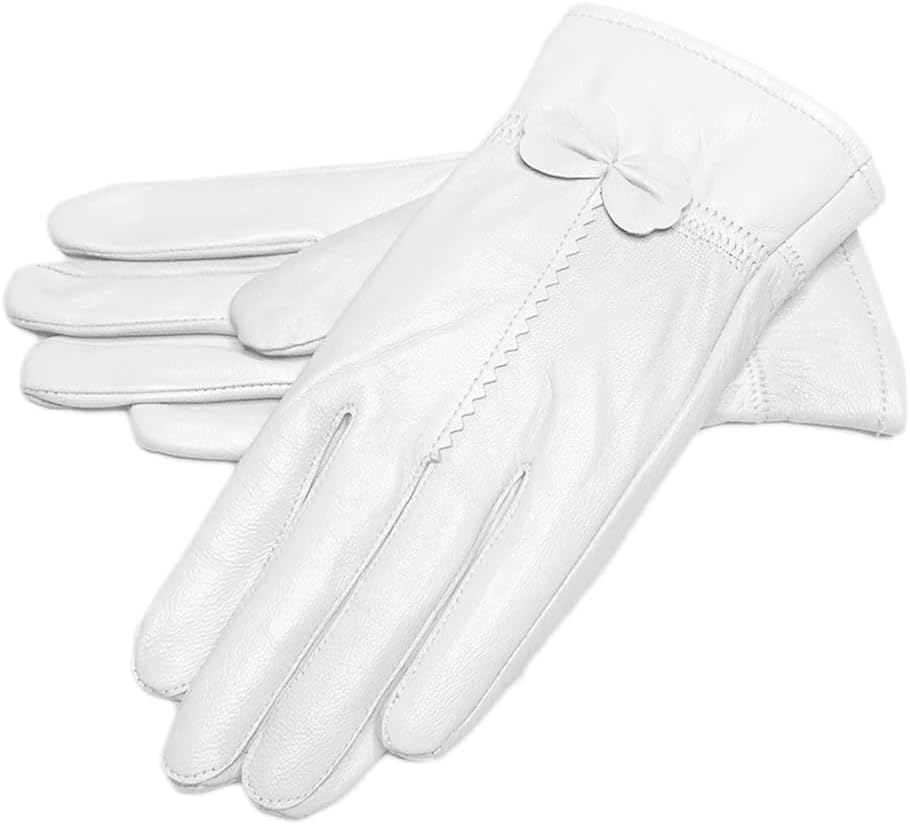 Women Leather Gloves Winter Warm Real Lambskin Fleece Lined Driving Gloves - Image 1