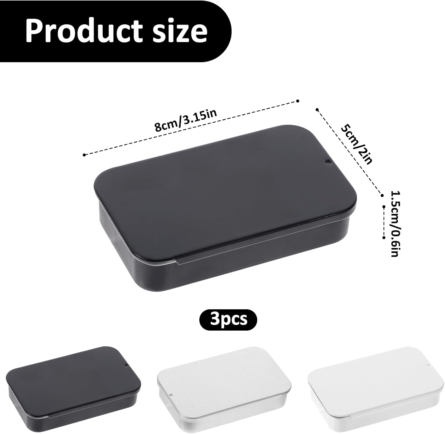 3 Pack Travel Floss Picks Case, Dental Floss Picks Travel Case Metal Storage Box for Flosser Pill Oral Care (Black, White, Silver) - Image 2