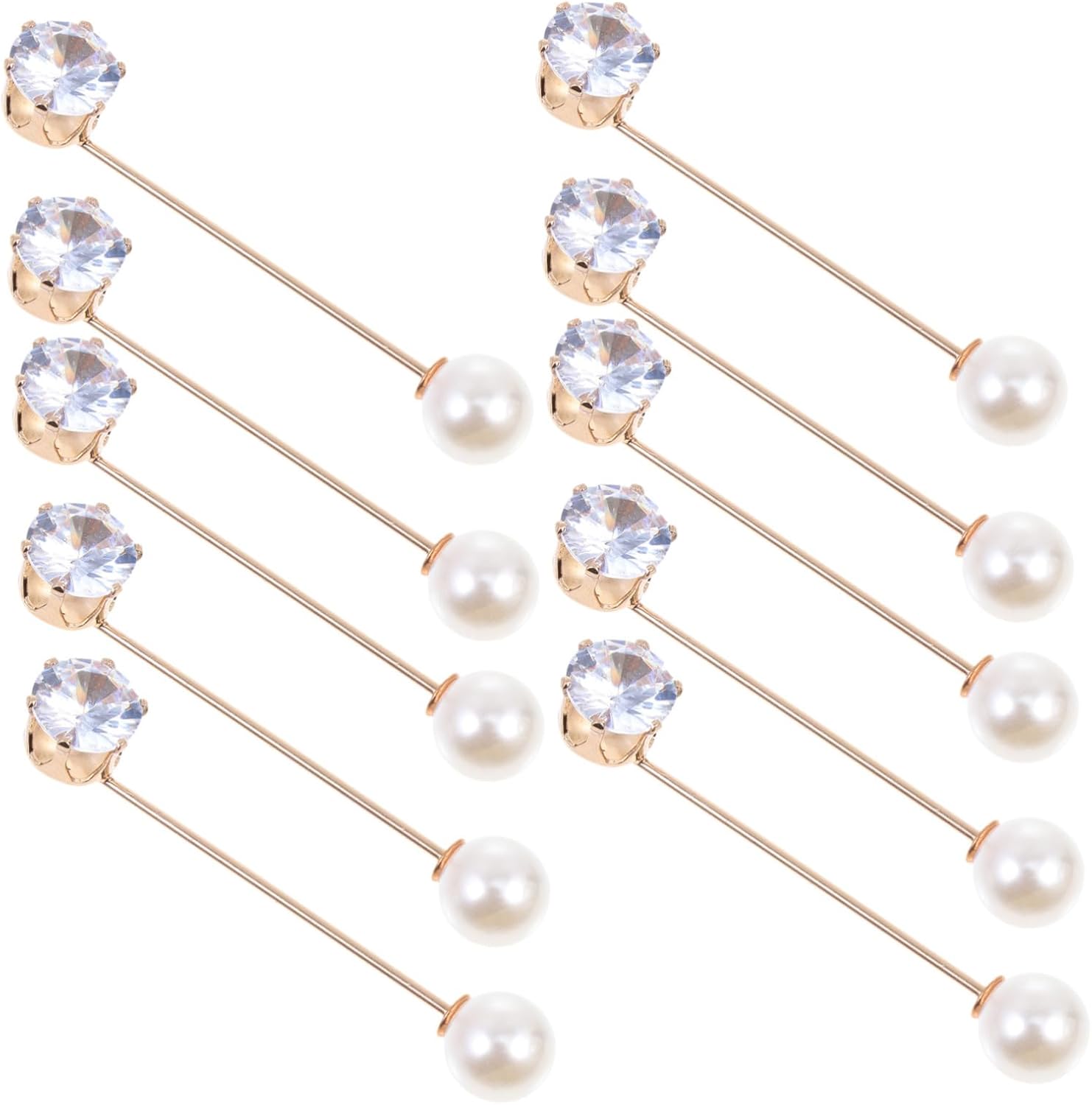 Healifty 10pcs Lightweight Brooch Pins for Women Removable Pearl Decorative Clothes Brooches Sweater Cardigan Clips Fine Craftsmanship Gentle Stylish Waistcoat Accessories - Image 1