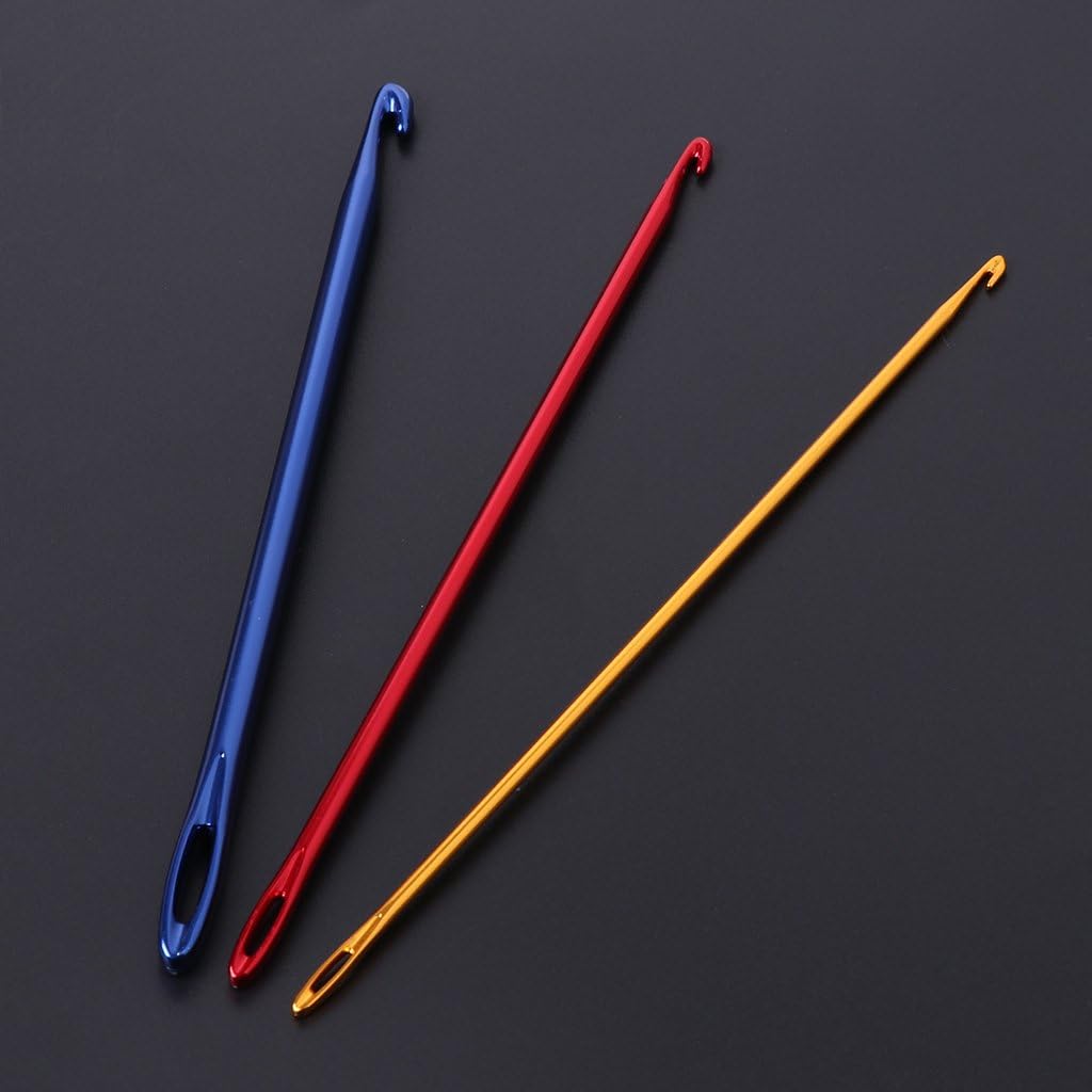 Afghan Aluminium Crochet Hook Knitting Needle Hand Knit Tool with Threading Hole - Image 4