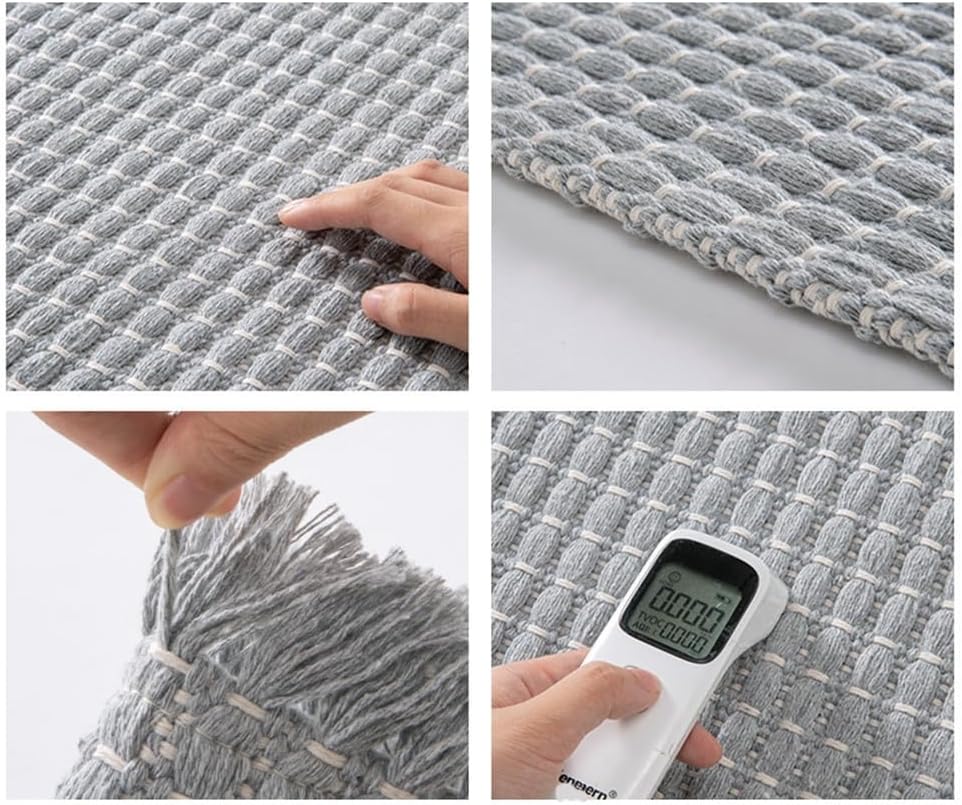 Soft Microfiber Farmhouse Bathroom Rug Washable Kitchen Mats Woven Non Slip Small Bath Mat with Pure Tassels,Tufted Braided Bath Rug for Entryway Doormat Laundry Room(20