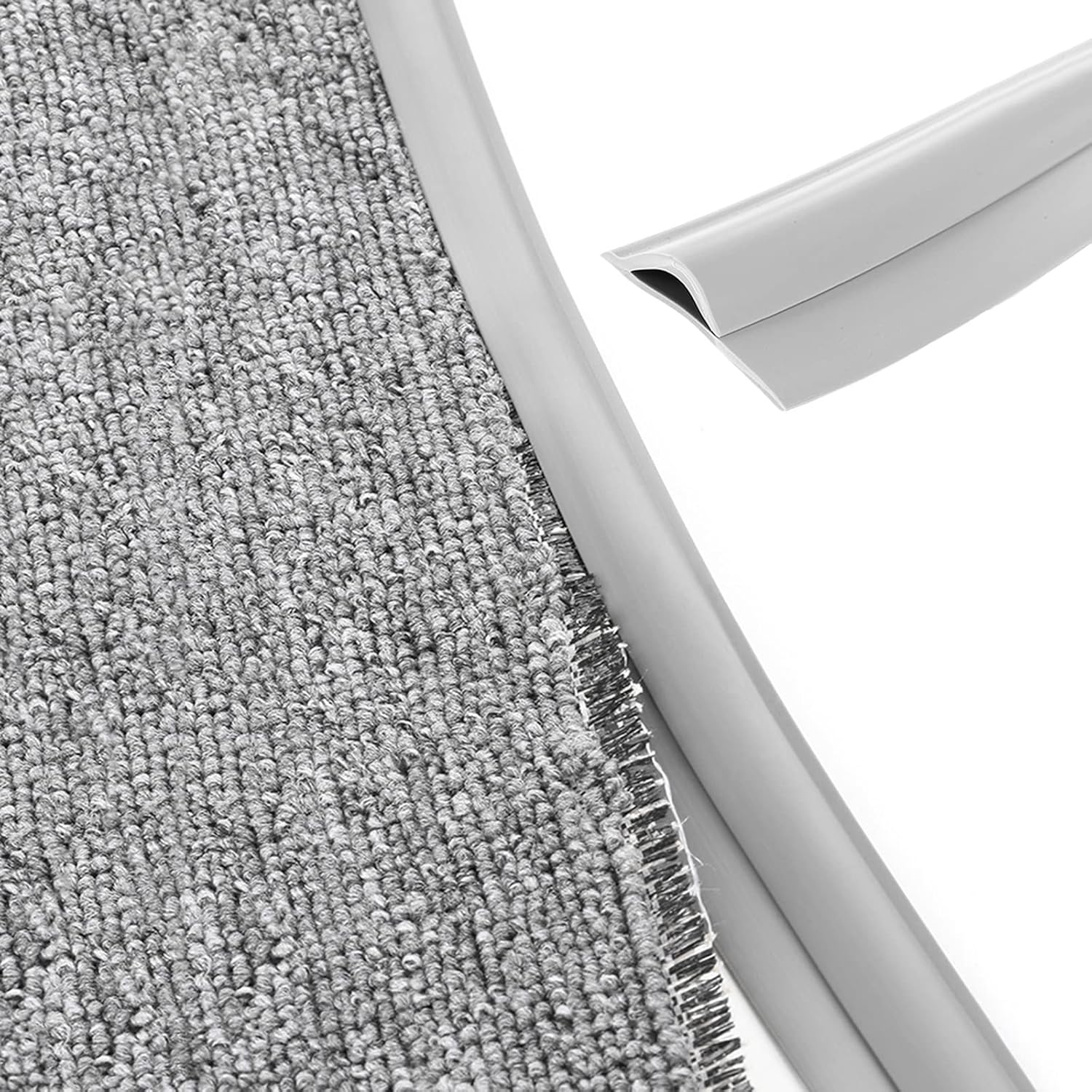Carpet Edge Binding Trim, Self Adhesive Grey Floor Transition Strip/Rugs Edging Bar for Indoor Doormat Protect, Flexible PVC Seal Molding for Robot Vacuum Cleaner (1050cm (34.4ft)) - Image 1