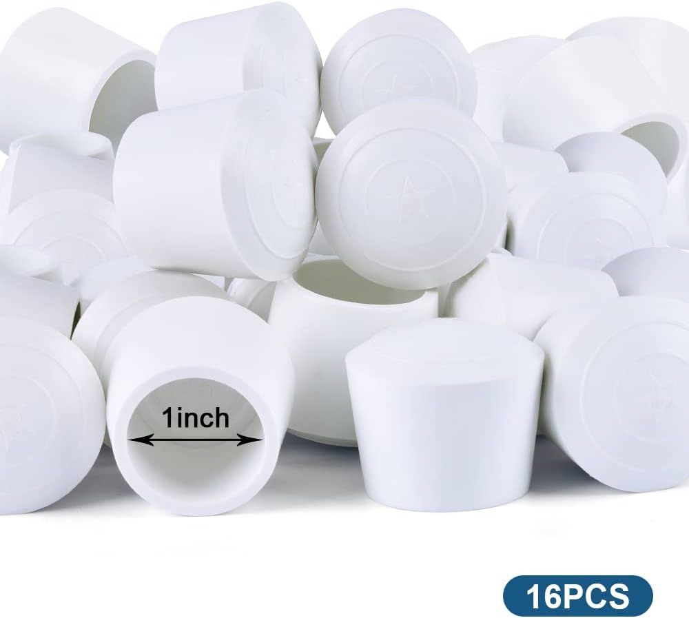 Chair Leg Tips Caps,  1 Inch Non Slip Rubber Bar Stool Caps 16 Pcs Furniture Feet Covers for Floor Protection, White inches - Image 4
