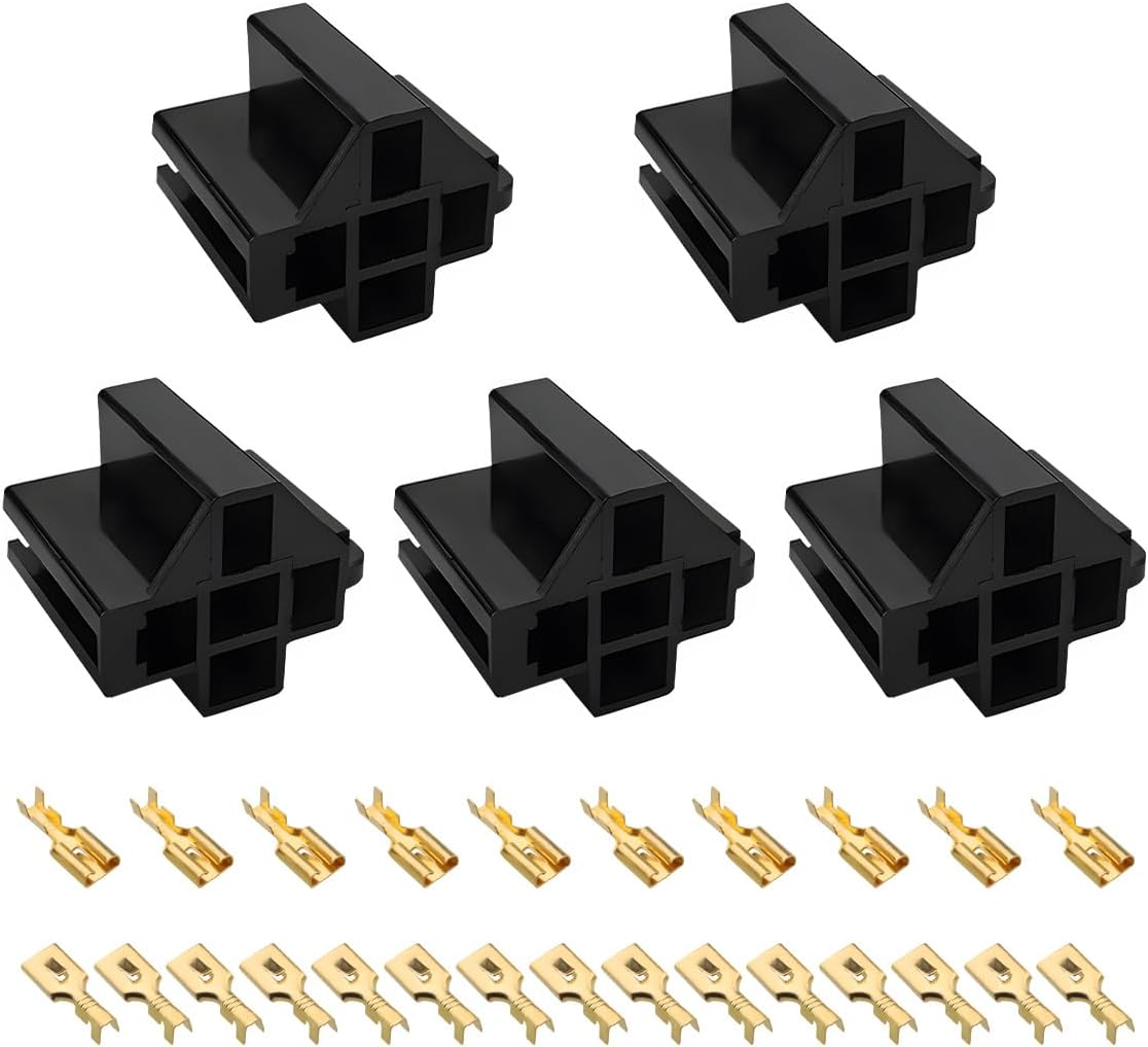 5 PCS Pin Relay Connectors, 12V Socket 30Amp/40Amp Connector with 6.3mm Terminals, Automotive Terminal Relays Case Holder for Cars Trucks SUVs, Car Accessories - Image 1