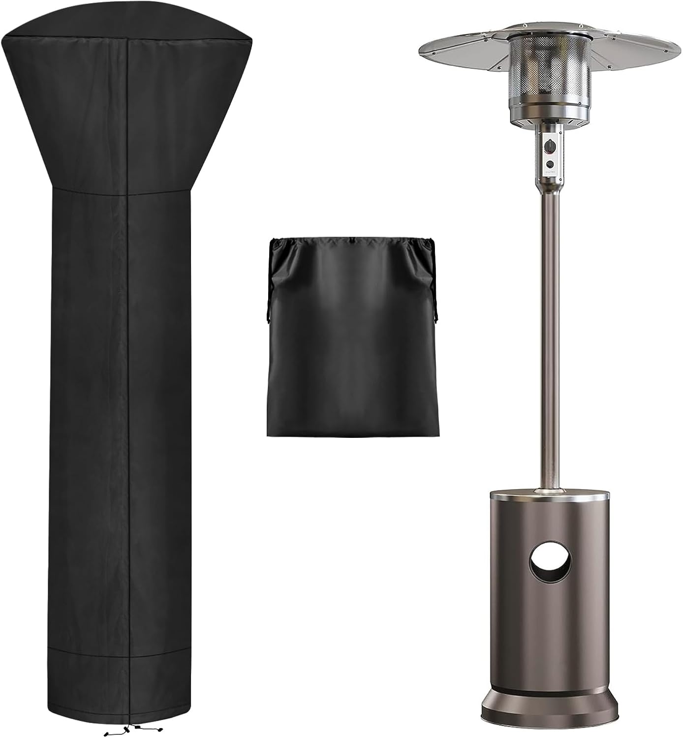 OutdoorLines Waterproof Outdoor Patio Heater Covers with Zipper and Storage Bag, Dust-proof UV-Resistant Windproof Propane Heavy Duty Heater Cover for Standing Heater, 1 Pack-89Hx33Dx19B inch Black - Image 1