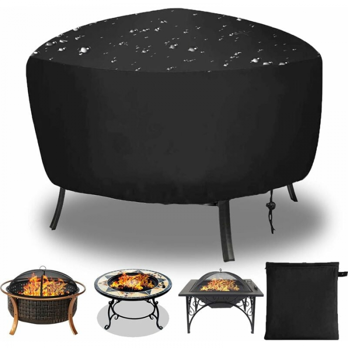 122cm x 46cm Round Waterproof Fireplace Cover with Drawstring - Image 1
