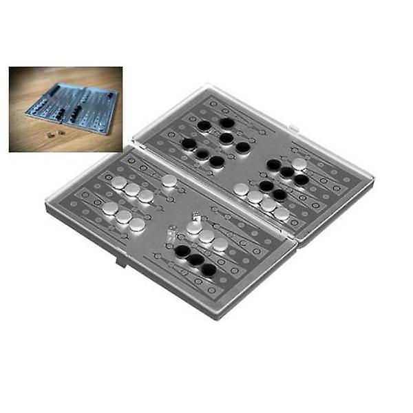 Magnetic Backgammon / Travel Backgammon in Pocket Size Game Silver Christmas Gift - Image 1