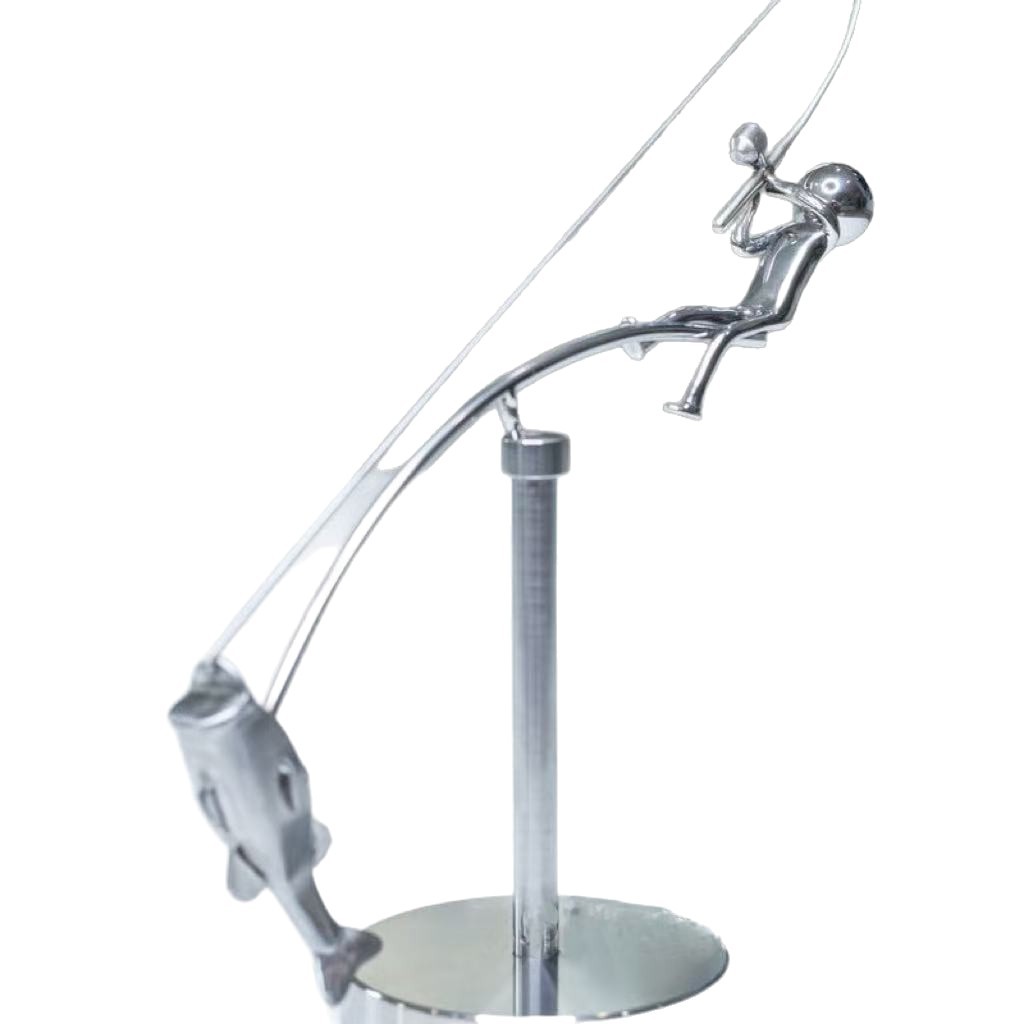 Kinetic Desk Art Balancing Fisherman Sculpture for Office Zen Home Decor and Gifts - Image 5