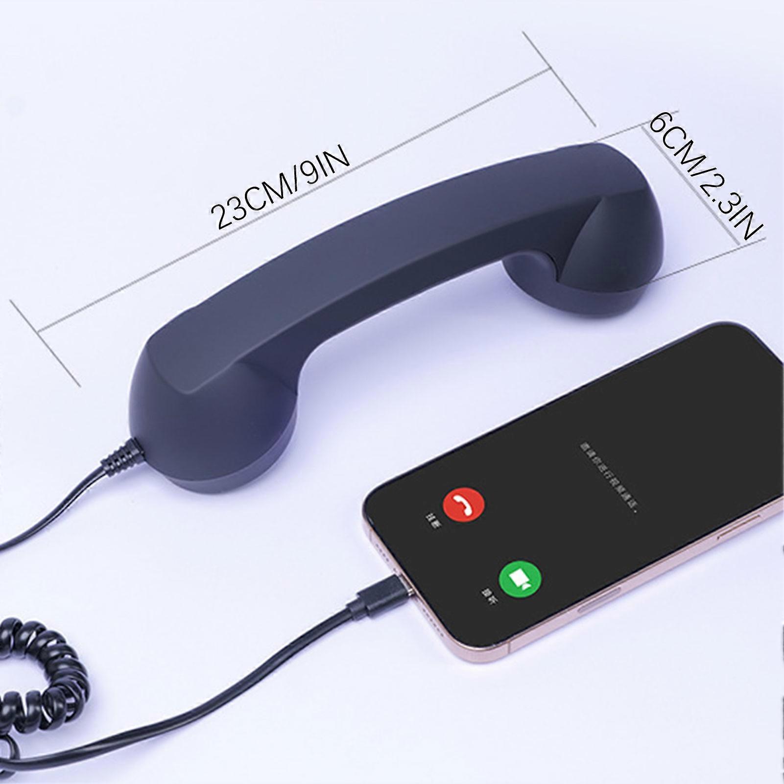 USB-C Retro Telephone Handset for Mobile Phones, Plug \u0026 Play, Radiation Protection, Compatible with iPhone \u0026 Android, Black - Image 5