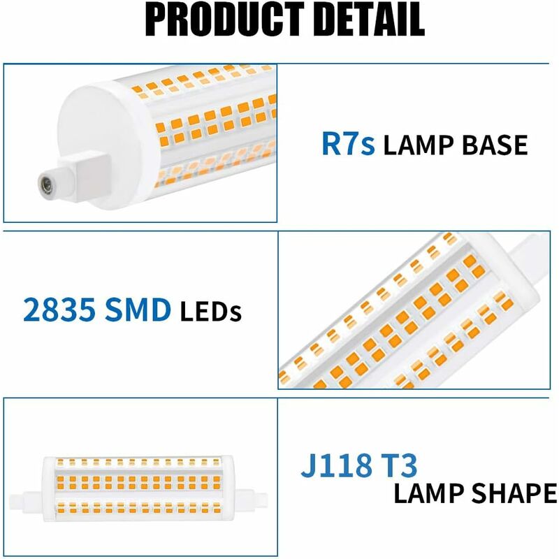 R7s Dimmable LED Bulb 20W 118mm Daylight 4000K 2200lm 2pcs Equivalent to 200W Halogen Energy Class A+ - Image 4