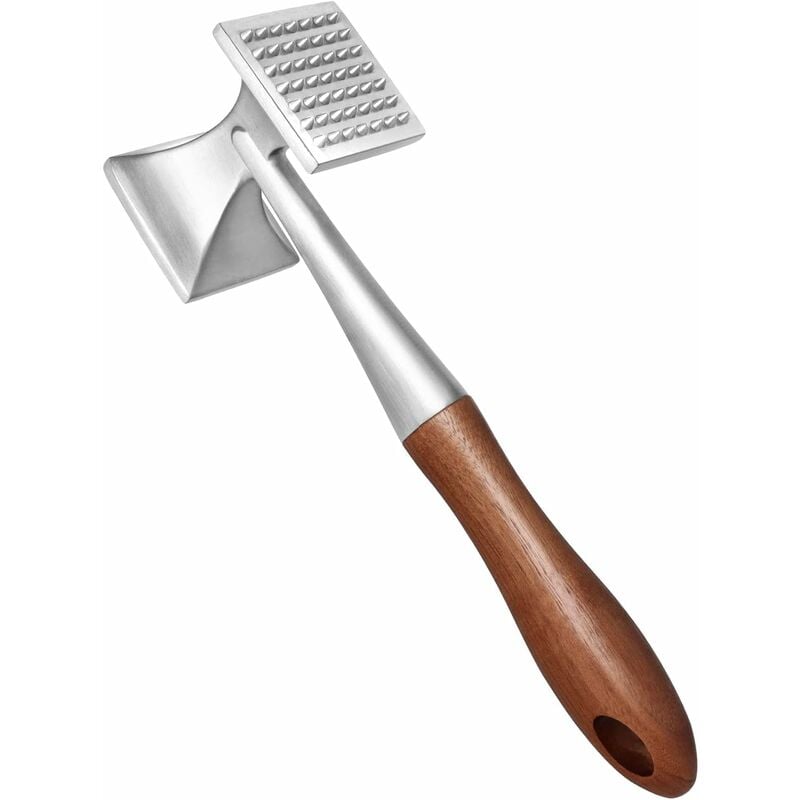 Heavy Duty Meat Mallet Tenderizer 26cm with Wooden Handle Food Grade Zinc Alloy - Image 1