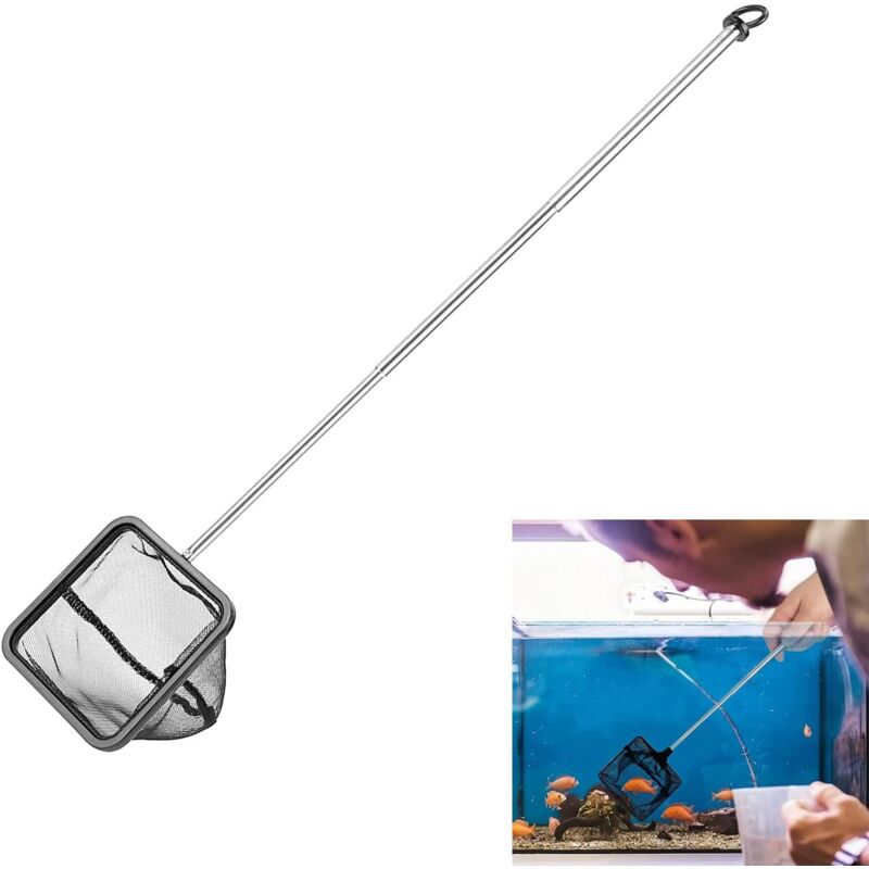 Aquarium Fishing Net Adjustable Telescopic Extendable Handle Mini Foldable for Fish Tank Compatible with Multiple Brands 1 Pack - Image 1