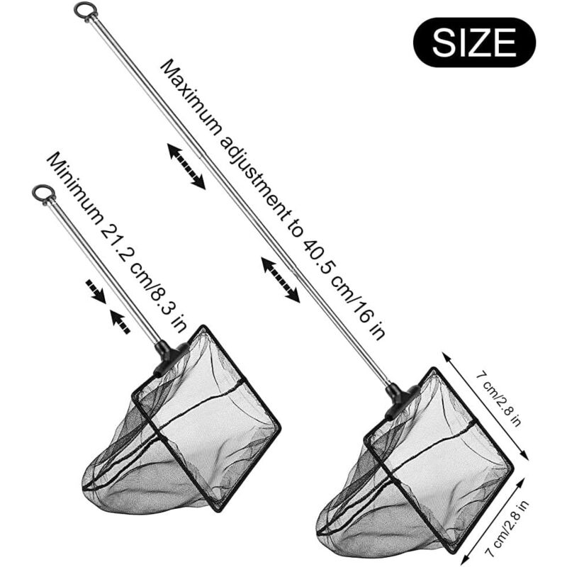 Aquarium Fishing Net Adjustable Telescopic Extendable Handle Mini Foldable for Fish Tank Compatible with Multiple Brands 1 Pack - Image 2