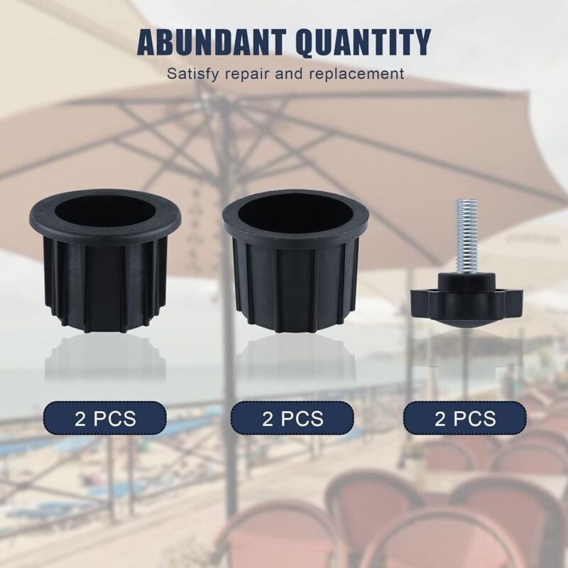 6-Piece Balcony Parasol Accessory Set Black - 4 Umbrella Hole Rings and 2 Hand Screws - Compatible with Outdoor Tables and Terraces - Image 3