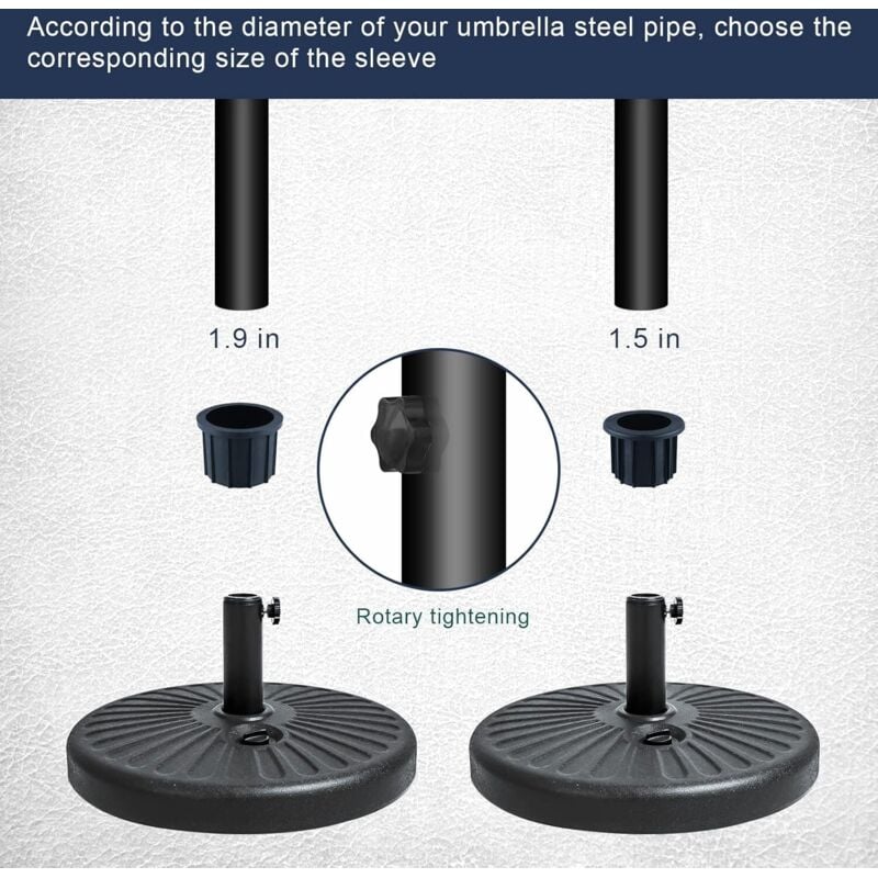 6-Piece Balcony Parasol Accessory Set Black - 4 Umbrella Hole Rings and 2 Hand Screws - Compatible with Outdoor Tables and Terraces - Image 4