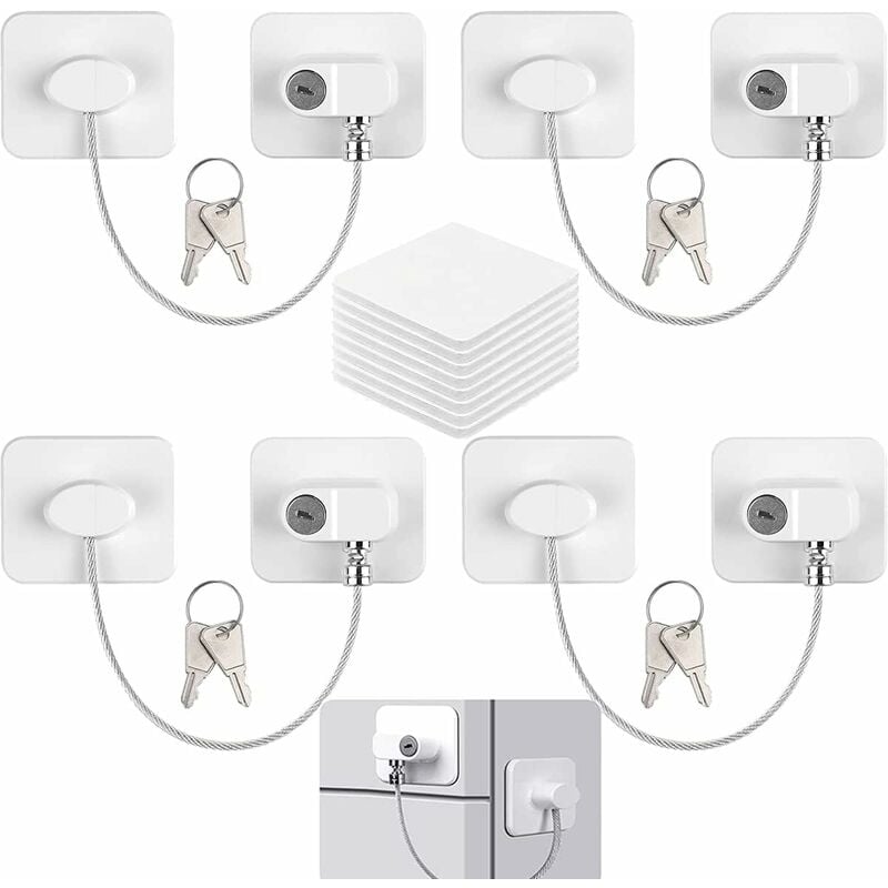 Child Safety Window Locks 4-Pack with 8 Keys, Compatible with Refrigerator Cabinets and Doors - Image 1