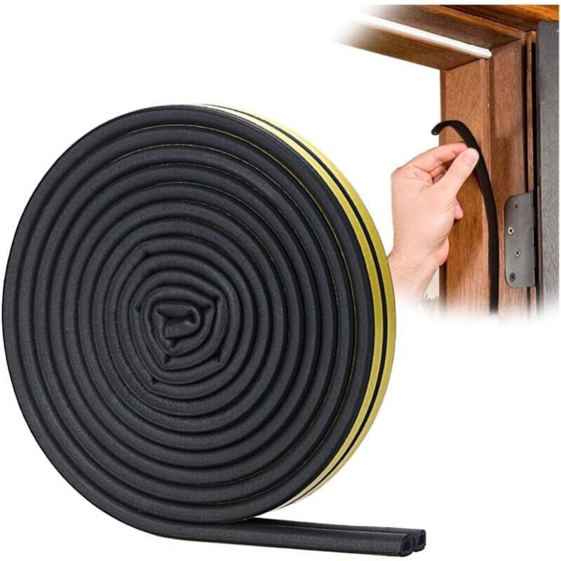 Black 6 meter D-profile Weather Strip, Door and Window Seal with Strong Adhesion, Soundproof and Weatherproof - Image 1