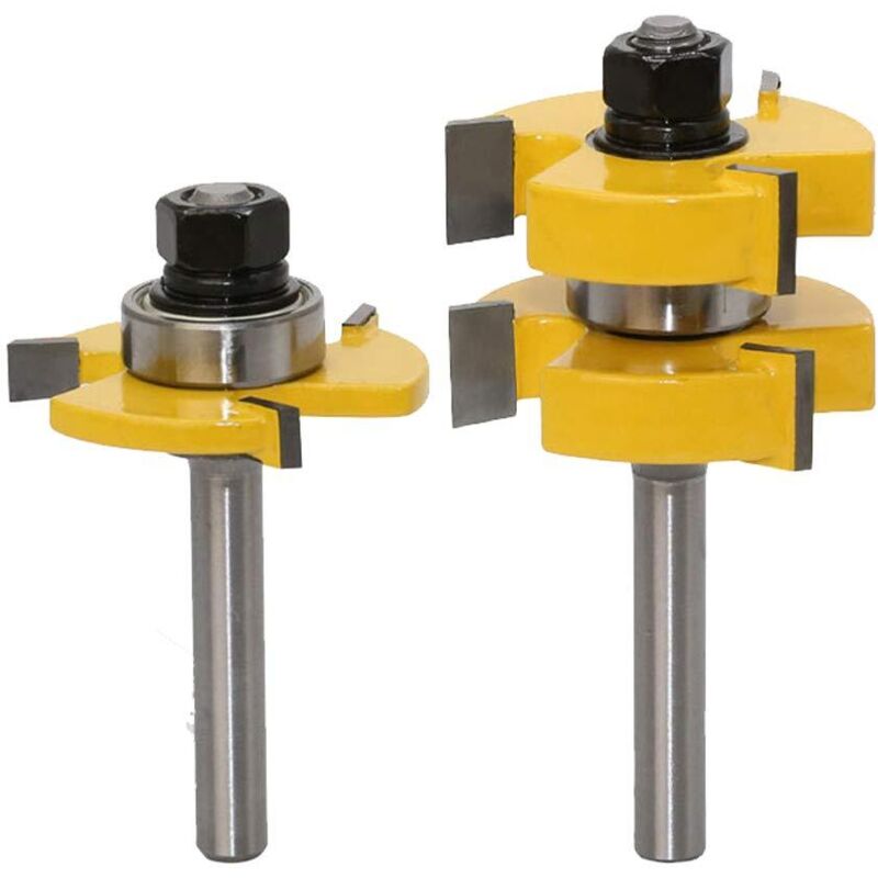 Woodworking Router Planer Set with 8 Handles, 2-Piece Tongue and Groove, 3-Groove T-Shank Compatible with 8mm - Image 1