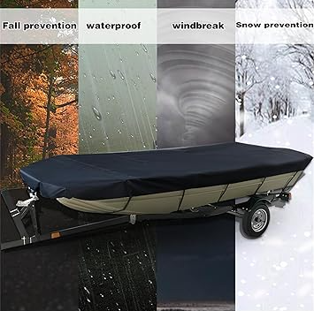 Square Boat 17-20FT (625cm × 360cm):Boat Cover Trailerable Marine Grade 210D grey - Image 3