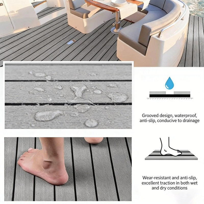 EVA Foam Boat Flooring Mat Decking Sheet 240*5.7*0.6cm Light Grey - Image 3