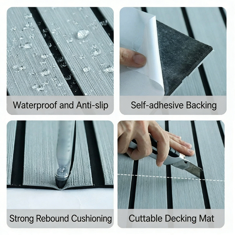 EVA Foam Boat Flooring Mat Decking Sheet 240*17.1*0.6cm Light Grey - Image 2