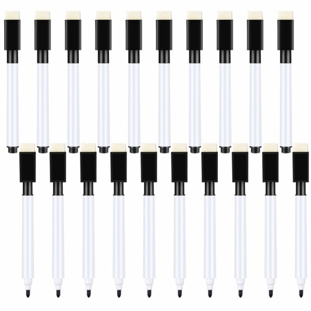 Whiteboard Markers (20-pack) - Small Whiteboard Markers - Black Whiteboard Markers - Fine Whiteboard Markers - Erasable Tip - Children's Whiteboard Markers - Fine Tip - Black - Image 1
