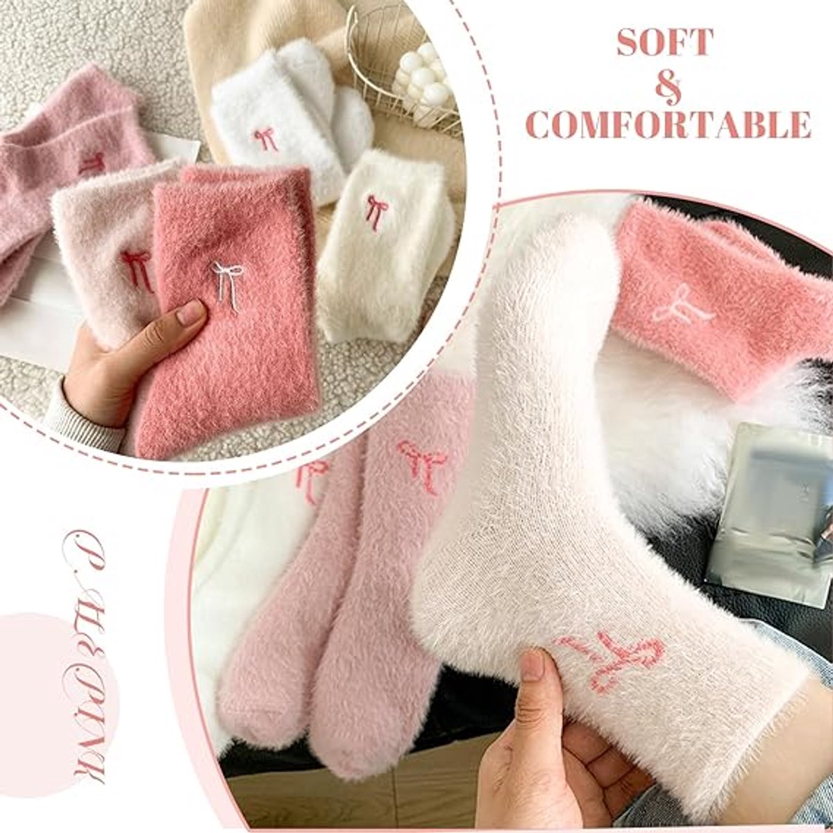 5 pairs of fleece socks for women - Comfortable lace-up socks - Warm winter socks - Thick fleece socks for home use - Warm winter socks - Soft sleeping socks - Lounge socks - Christmas gift - Birthday gift - Image 4