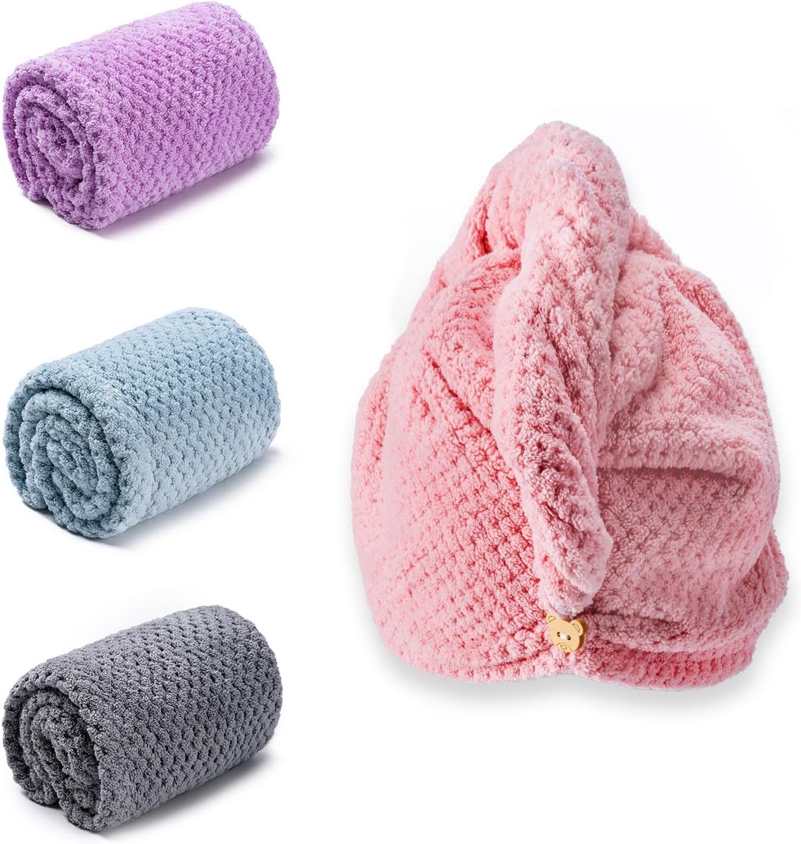 Towels - 4 pcs - Wet Hair Towel - Dry Hair Towel - Long Hair Headband - Women's Towels - Bathroom Amenities - Image 1