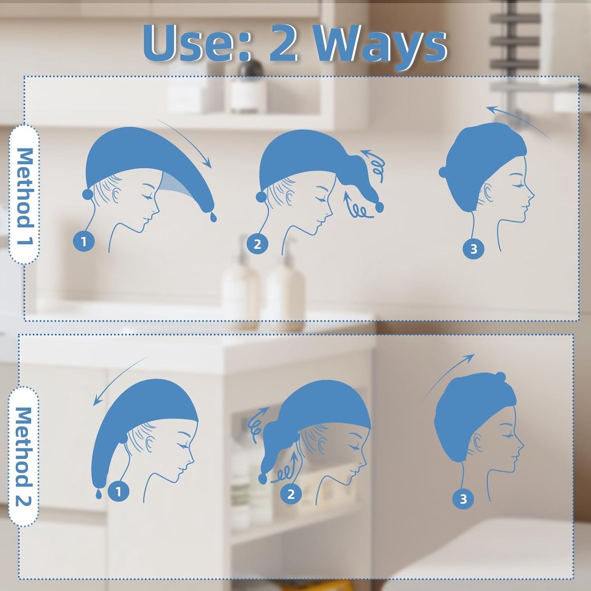 Towels - 4 pcs - Wet Hair Towel - Dry Hair Towel - Long Hair Headband - Women's Towels - Bathroom Amenities - Image 2