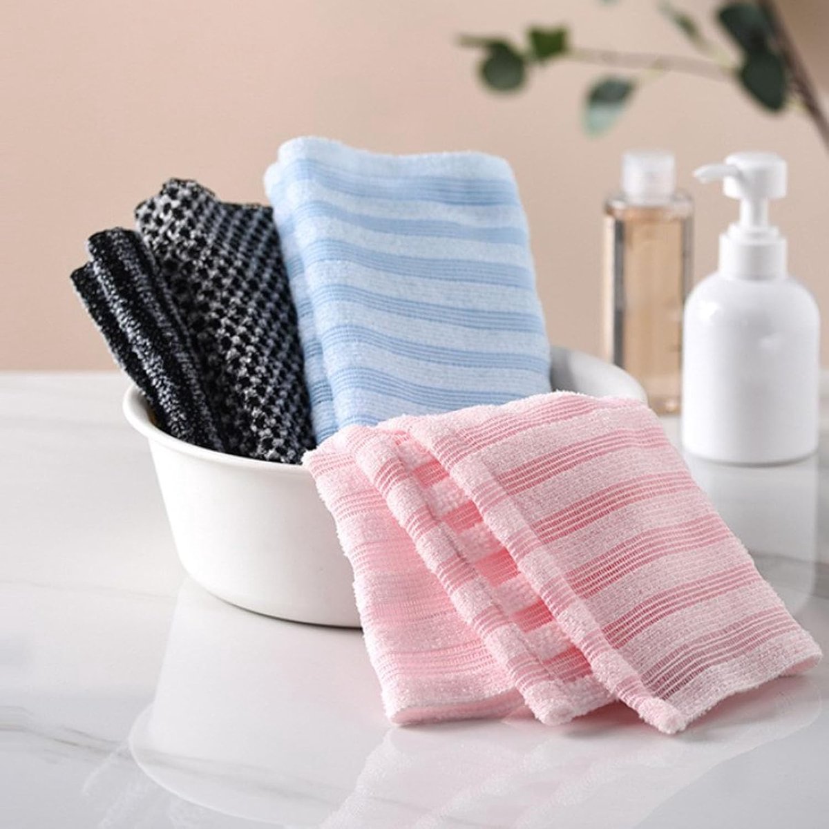 Back Scrubber Set | 2-Piece Exfoliating Shower Towel | Extra Long Exfoliating Washcloth for Men and Women - Scrub Cloth for Body Cleansing and Massage (Blue) - Image 5